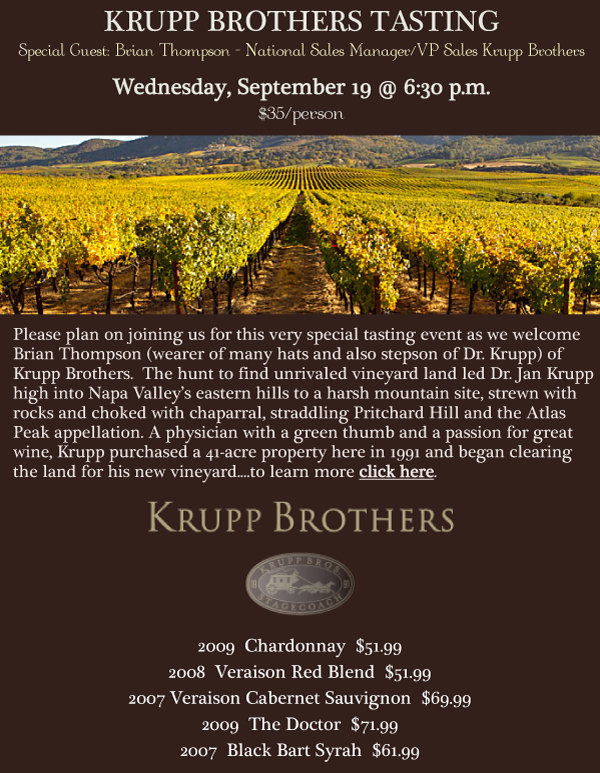 Krupp Brothers Tasting